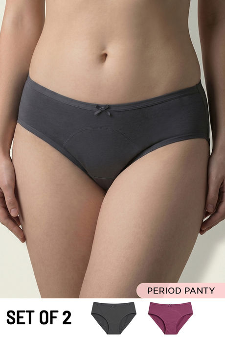 Buy Zivame Medium Rise Full Coverage Hipster Period Panty (Pack of 2) - Multicolor